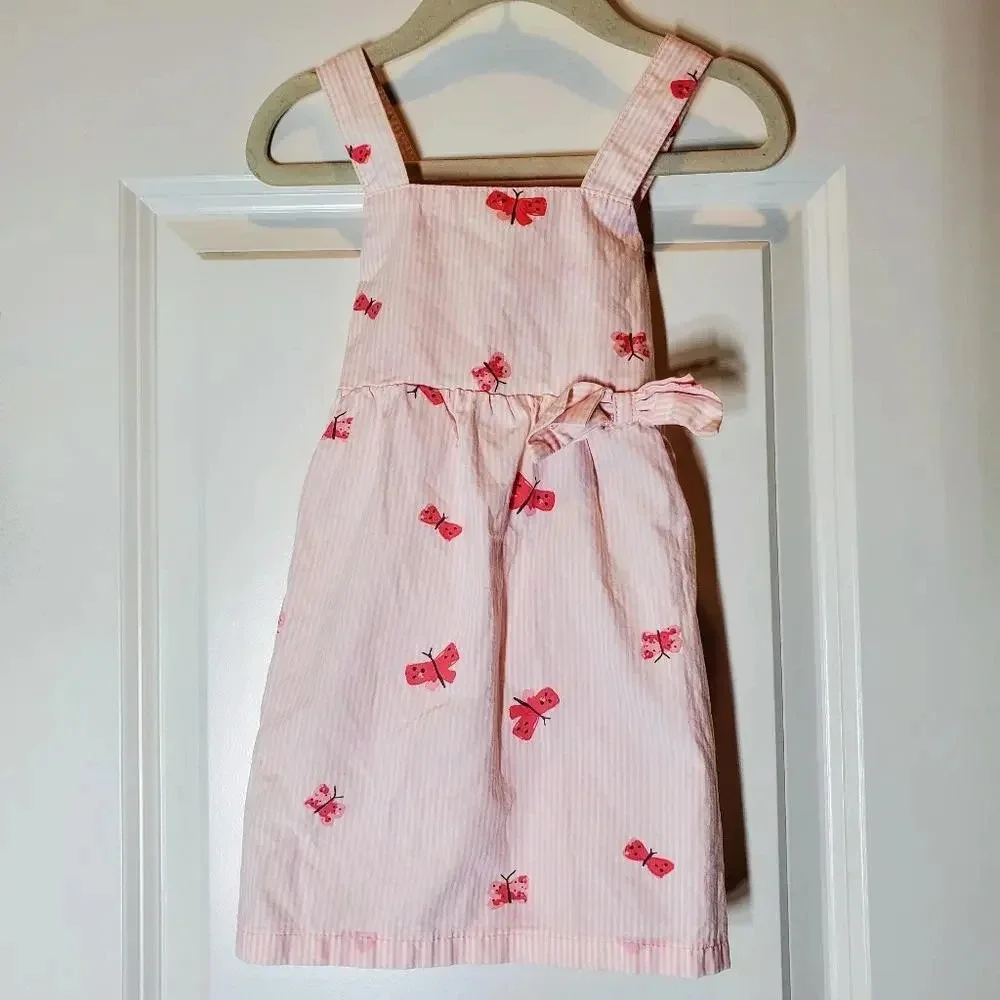 Just One You by Carter's Pink and White Striped Butterfly Dress Baby Girl 18m
